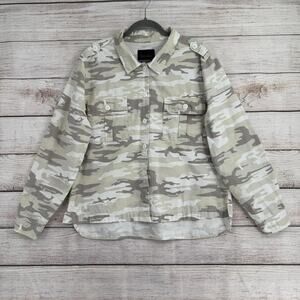 Sanctuary Military Camouflage Ripstop Button Down Shacket Jacket Womens XL Beige